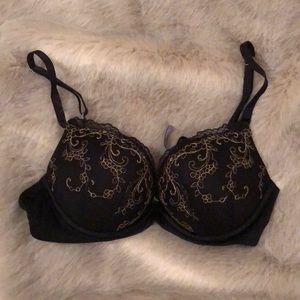 Aerie Black Bra with Gold Accents
